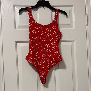 Red Star-Patterned Bodysuit